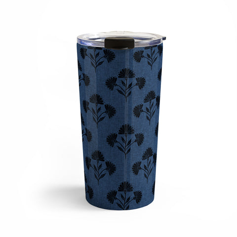 Schatzi Brown Suri Floral Dark Blue Travel Mug