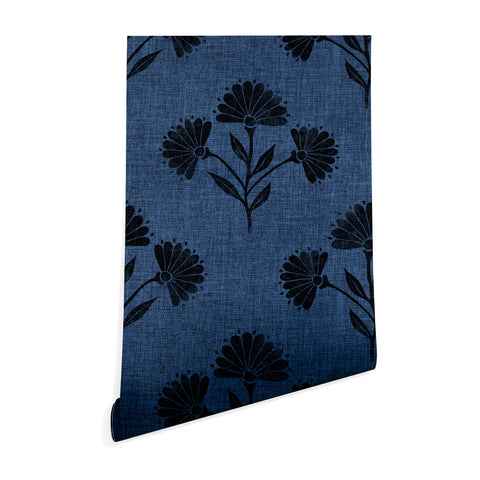 Schatzi Brown Suri Floral Dark Blue Wallpaper