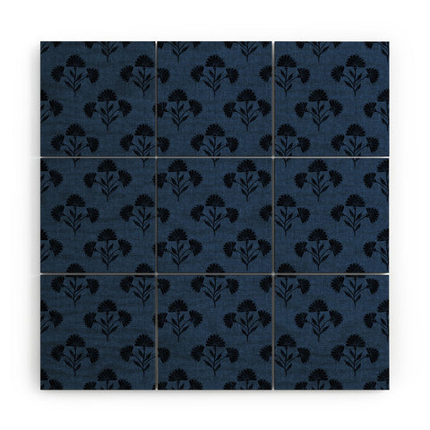 Schatzi Brown Suri Floral Dark Blue Wood Wall Mural