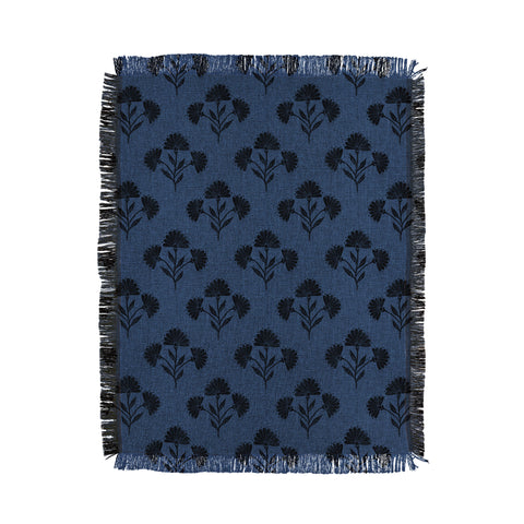 Schatzi Brown Suri Floral Dark Blue Throw Blanket