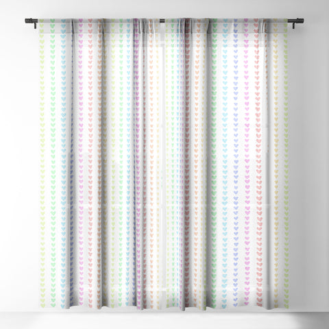 Schatzi Brown Sweet Pastel Mini Hearts Sheer Window Curtain
