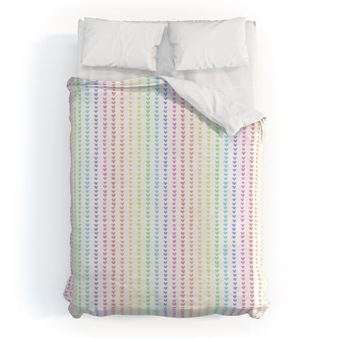 Schatzi Brown Sweet Pastel Mini Hearts Duvet Cover