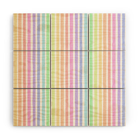 Schatzi Brown Sweet Pastel Stripes Wood Wall Mural