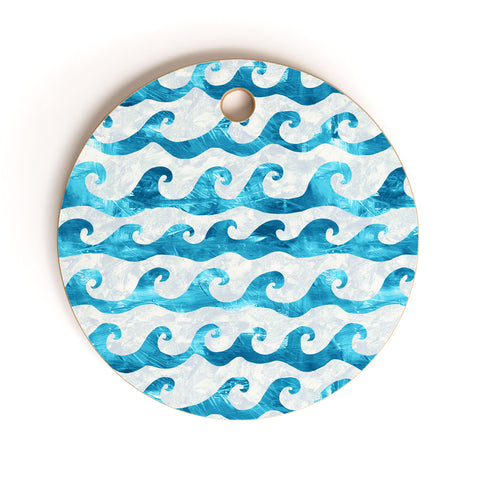 Schatzi Brown Swell Aqua Cutting Board Round