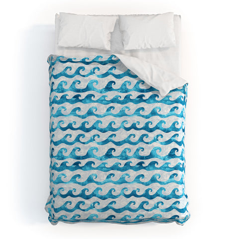 Schatzi Brown Swell Aqua Duvet Cover