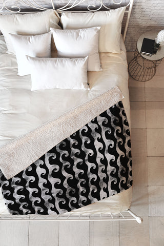 Schatzi Brown Swell Black and White Fleece Throw Blanket