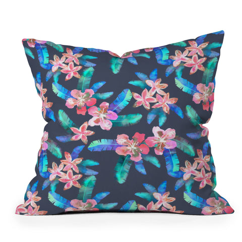 Schatzi Brown Tahitian Garden Gray Throw Pillow