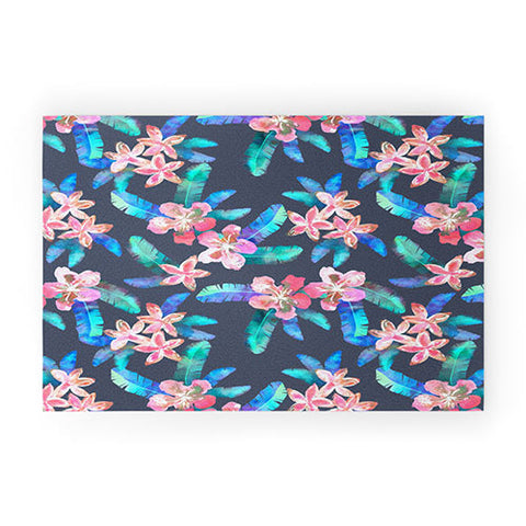 Schatzi Brown Tahitian Garden Gray Welcome Mat