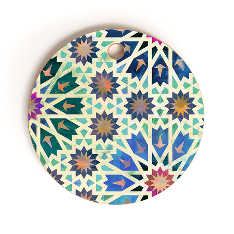 Schatzi Brown Tangier Tile Green Cutting Board Round