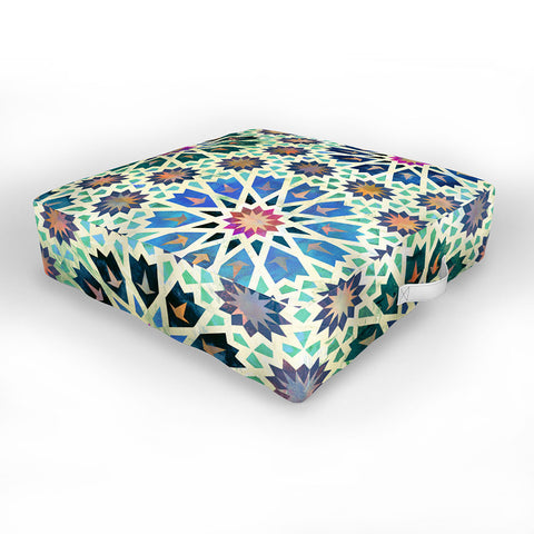 Schatzi Brown Tangier Tile Green Outdoor Floor Cushion