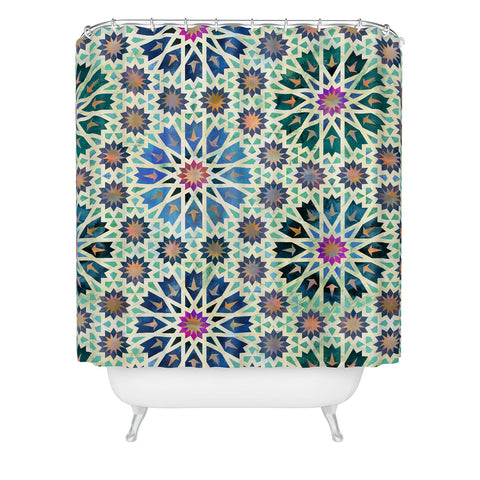 Schatzi Brown Tangier Tile Green Shower Curtain