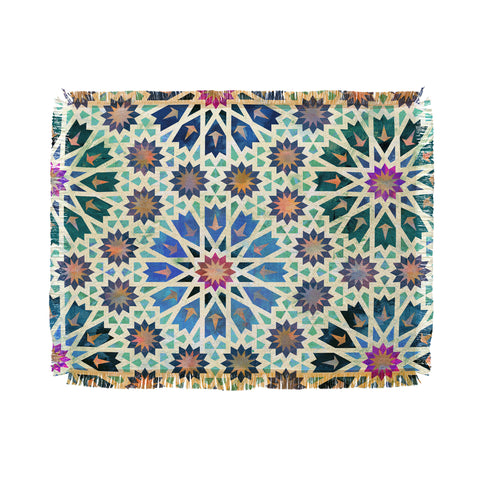 Schatzi Brown Tangier Tile Green Throw Blanket