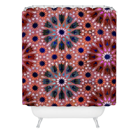 Schatzi Brown Tangier Tile Red Shower Curtain