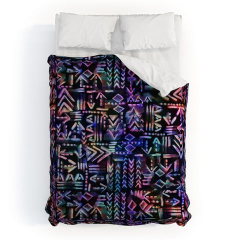 Schatzi Brown Tapa Tribal Black Comforter