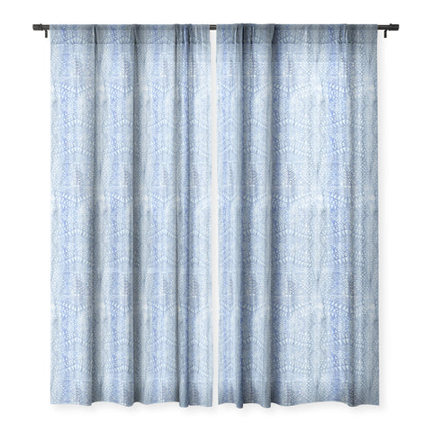 Schatzi Brown Tribal Triangles Chambray Sheer Window Curtain