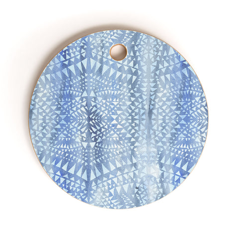 Schatzi Brown Tribal Triangles Chambray Cutting Board Round