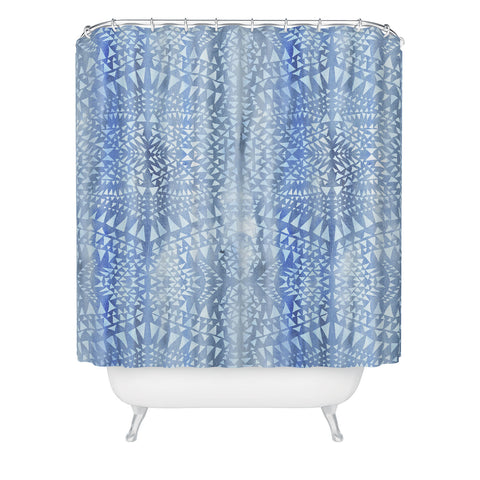 Schatzi Brown Tribal Triangles Chambray Shower Curtain