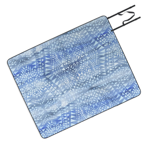 Schatzi Brown Tribal Triangles Chambray Picnic Blanket