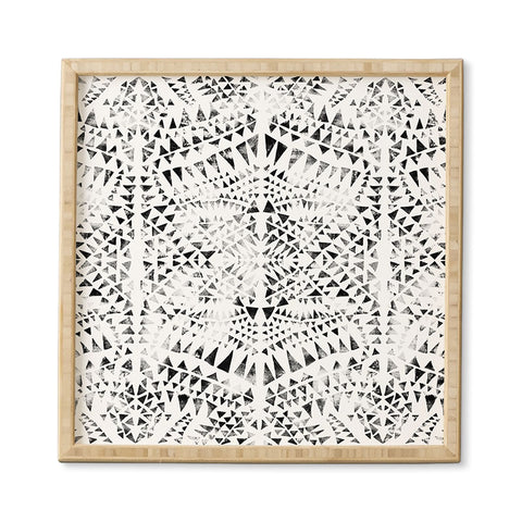 Schatzi Brown Tribal Triangles white black Framed Wall Art