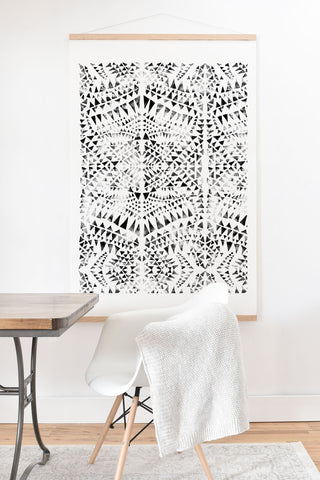 Schatzi Brown Tribal Triangles white black Art Print And Hanger