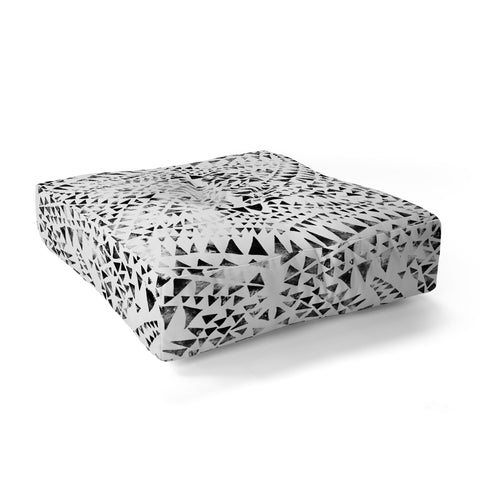 Schatzi Brown Tribal Triangles white black Floor Pillow Square