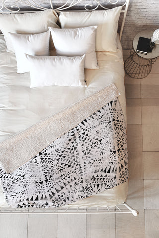 Schatzi Brown Tribal Triangles white black Fleece Throw Blanket