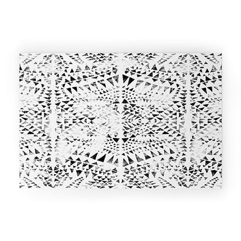 Schatzi Brown Tribal Triangles white black Welcome Mat