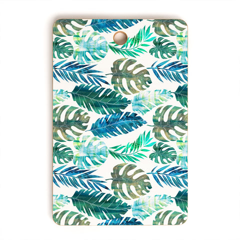 Schatzi Brown Tropical Leaf 2 Green Cutting Board Rectangle