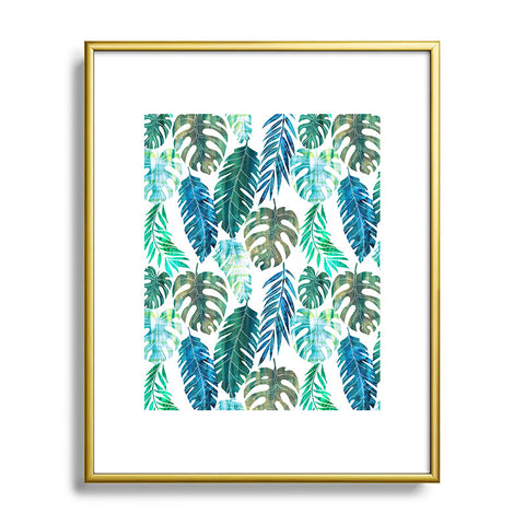 Schatzi Brown Tropical Leaf 2 Green Metal Framed Art Print