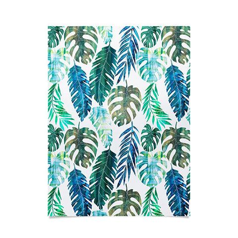 Schatzi Brown Tropical Leaf 2 Green Poster