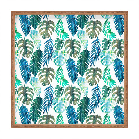 Schatzi Brown Tropical Leaf 2 Green Square Tray