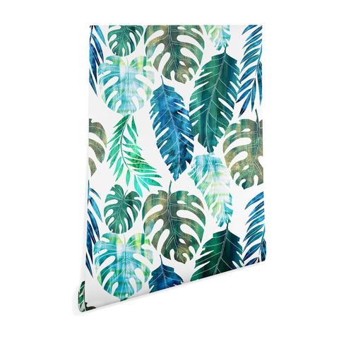 Schatzi Brown Tropical Leaf 2 Green Wallpaper