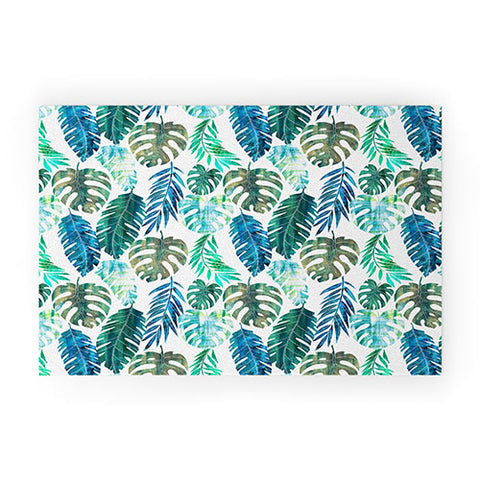 Schatzi Brown Tropical Leaf 2 Green Welcome Mat