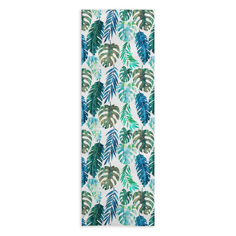 Schatzi Brown Tropical Leaf 2 Green Yoga Towel