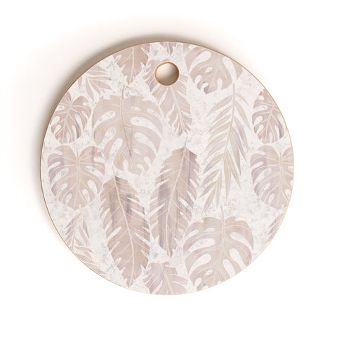 Schatzi Brown Tropical Leaf 2 Neutral Cutting Board Round
