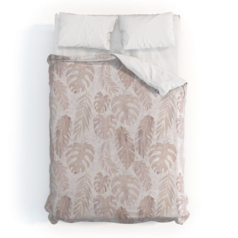 Schatzi Brown Tropical Leaf 2 Neutral Duvet Cover