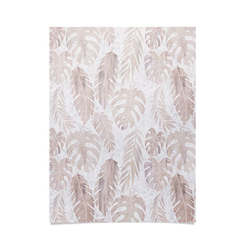 Schatzi Brown Tropical Leaf 2 Neutral Poster