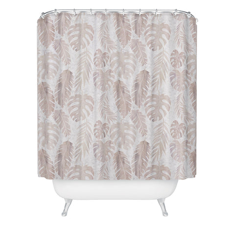 Schatzi Brown Tropical Leaf 2 Neutral Shower Curtain