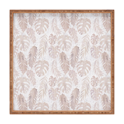 Schatzi Brown Tropical Leaf 2 Neutral Square Tray