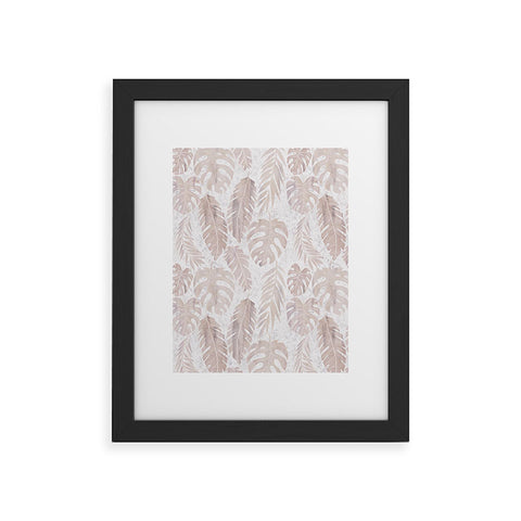 Schatzi Brown Tropical Leaf 2 Neutral Framed Art Print