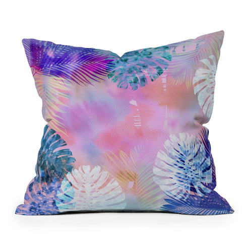 Schatzi Brown Tropix Pink Throw Pillow