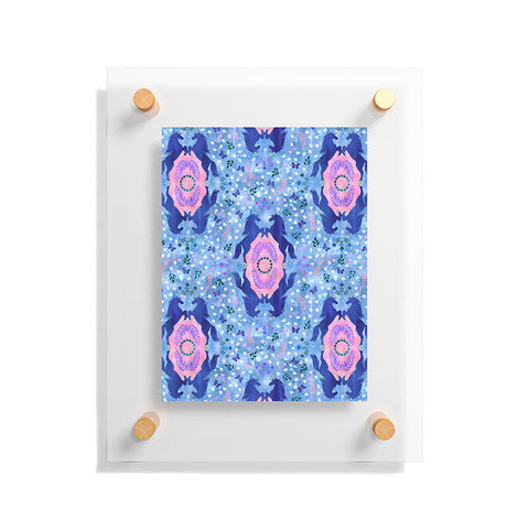 Schatzi Brown Unicorn Damask Light Blue Floating Acrylic Print