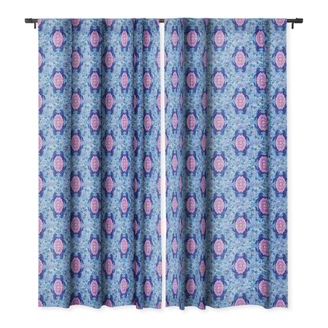 Schatzi Brown Unicorn Damask Light Blue Blackout Window Curtain