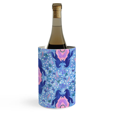 Schatzi Brown Unicorn Damask Light Blue Wine Chiller