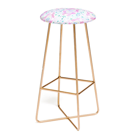 Schatzi Brown Unicorn Damask Pink Bar Stool