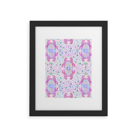 Schatzi Brown Unicorn Damask Pink Framed Art Print