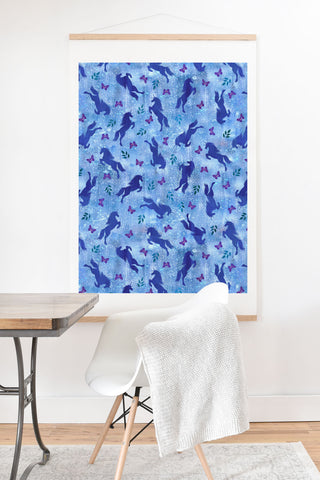 Schatzi Brown Unicorn Toss Light Blue Art Print And Hanger
