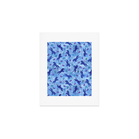 Schatzi Brown Unicorn Toss Light Blue Art Print