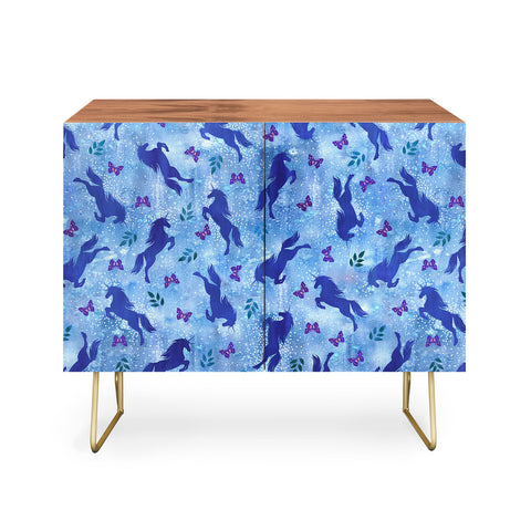 Schatzi Brown Unicorn Toss Light Blue Credenza