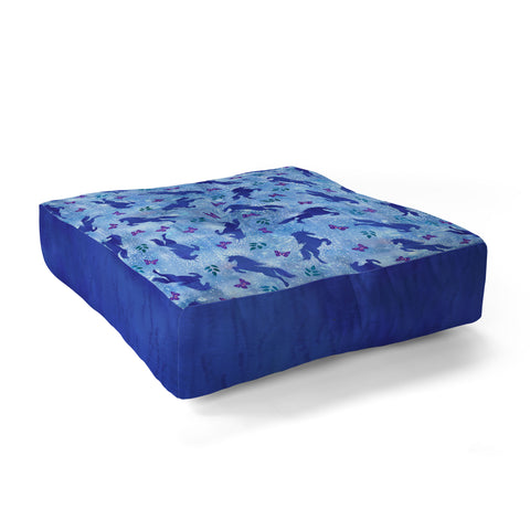 Schatzi Brown Unicorn Toss Light Blue Floor Pillow Square